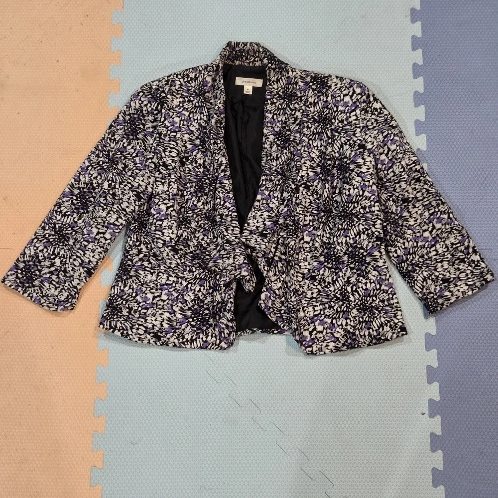Dressbarn Women's Floral Black & Purple Patterned ¾ Length Sleeve Jacket Size M